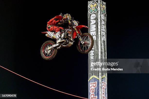 Bryce Hudson in action during Moto X Step Up at the X Games on April 19, 2013 in Foz do Iguacu, Brazil.