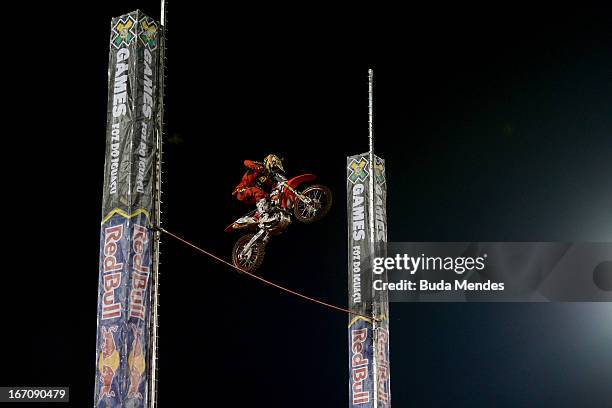 Bryce Hudson in action during Moto X Step Up at the X Games on April 19, 2013 in Foz do Iguacu, Brazil.