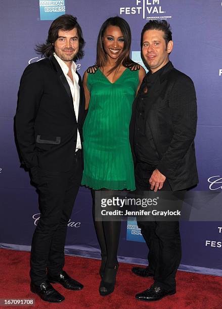 Filmmaker Victor Kubicek, model Cynthia Bailey, and filmmaker Derek Anderson attend the "In God We Trust" World Premiere - 2013 Tribeca Film Festival...