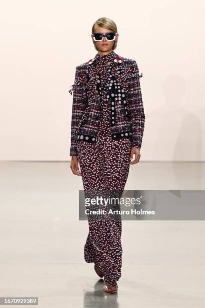 Model walks the runway at the Libertine fashion show during New York Fashion Week The Shows at Gallery at Spring Studios on September 09, 2023 in New...