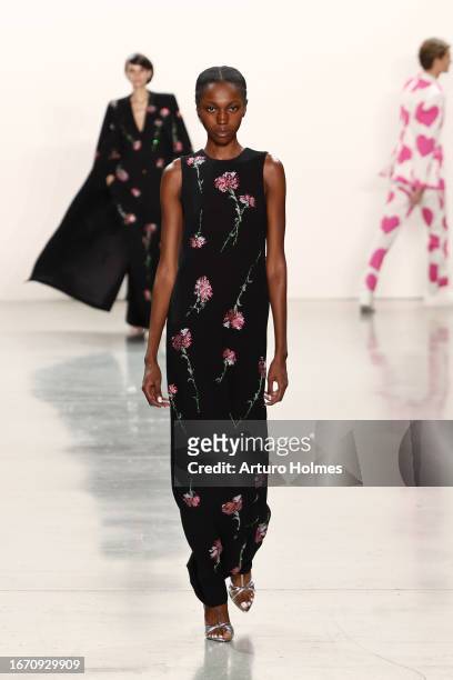 Model walks the runway at the Libertine fashion show during New York Fashion Week The Shows at Gallery at Spring Studios on September 09, 2023 in New...