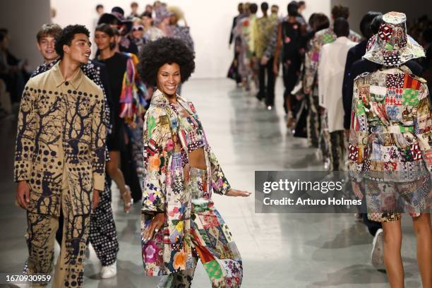 Models walk the runway at the Libertine fashion show during New York Fashion Week The Shows at Gallery at Spring Studios on September 09, 2023 in New...