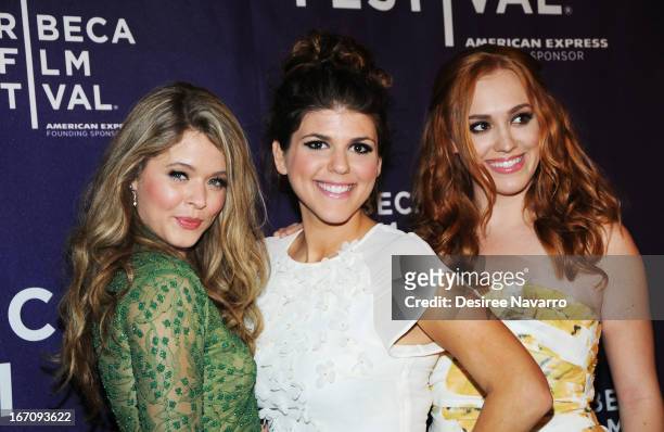 Actors Sasha Pieterse, Molly Tarlov and Andrea Bowen attend the screening of "G.B.F." during the 2013 Tribeca Film Festival at Chelsea Clearview...