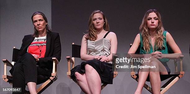 Actors Amy Morton, Louisa Krause and Emily Meade attend Meet the Filmmaker: "Bluebird" during the 2013 Tribeca Film Festival at the Apple Store Soho...