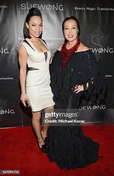 Actress Natascha Hopkins and designer Sue Wong attend the Sue Wong Fall 2013 Great Gatsby Collection Unveiling and Birthday Celebration on April 19,...