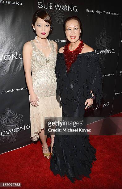 Actress Hana Mae Lee and designer Sue Wong attend the Sue Wong Fall 2013 Great Gatsby Collection Unveiling and Birthday Celebration on April 19, 2013...