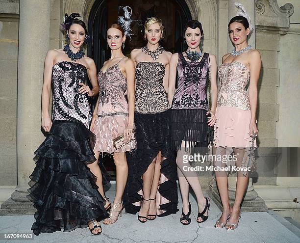 Models attend the Sue Wong Fall 2013 Great Gatsby Collection Unveiling and Birthday Celebration on April 19, 2013 in Los Angeles, California.