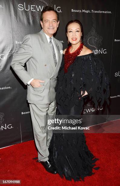 Prince Rudolf Kniase Melikoff and designer Sue Wong attend the Sue Wong Fall 2013 Great Gatsby Collection Unveiling and Birthday Celebration on April...