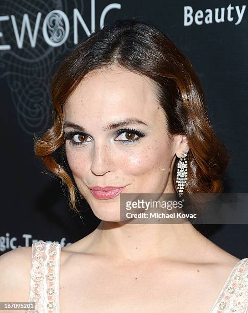 Actress Erin Cahill attends the Sue Wong Fall 2013 Great Gatsby Collection Unveiling and Birthday Celebration on April 19, 2013 in Los Angeles,...