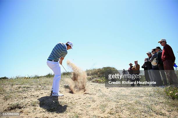 Peter Uihlein of the USA plays from a waste area on the 6th during the Third round of the Open de Espana at Parador de El Saler on April 20, 2013 in...
