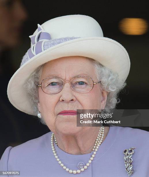 Queen Elizabeth II attends The Dubai Duty Free New to Racing Day where she watched her horse "Border Legend" in Race 3 "The Berry Bros & Rudd Magnum...