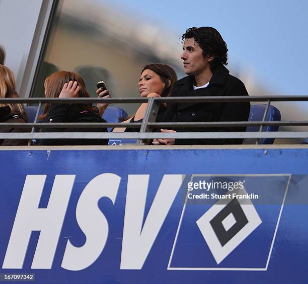 Sabia Boulahrouz, girlfriend of Rafael Van Der Vaart of Hamburg looks on during the Bundesliga match between Hamburger SV and Fortuna Duesseldorf...