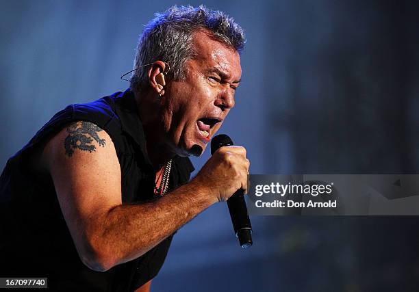 Jimmy Barnes performs on stage at the 2013 STONE Music Festival at ANZ Stadium on April 20, 2013 in Sydney, Australia.