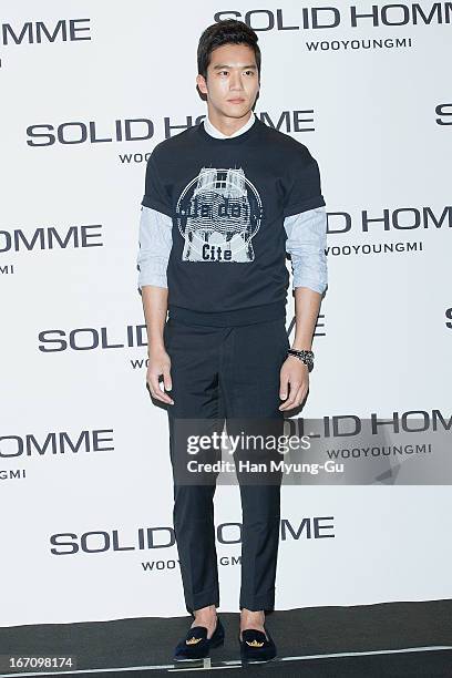 South Korean actor Ha Seok-Jin attends during the 'Solid Homme' Autumn/Winter 2013 Collection 25th Anniversary Fashion Show a design by Woo Young-Mi...