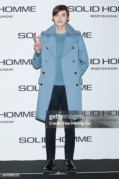 South Korean actor Lee Jong-Suk attends during the 'Solid Homme' Autumn/Winter 2013 Collection 25th Anniversary Fashion Show a design by Woo Young-Mi...