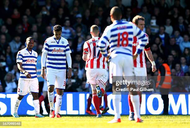 Dejected Jay Bothroyd of QPR looks on after his team goes two goals down during the Barclays Premier League match between Queens Park Rangers and...