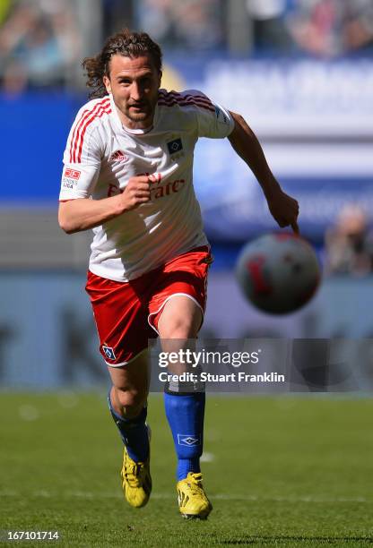 Petr Jiracek of Hamburg in action during the Bundesliga match between Hamburger SV and Fortuna Duesseldorf 1895 at Imtech Arena on April 20, 2013 in...