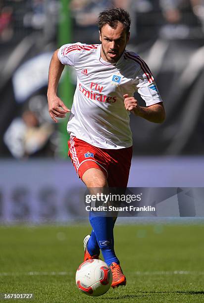 Heiko Westermann of Hamburg in action during the Bundesliga match between Hamburger SV and Fortuna Duesseldorf 1895 at Imtech Arena on April 20, 2013...