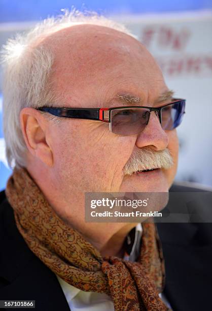 Wolf Werner, manager of Duesseldorf looks on during the Bundesliga match between Hamburger SV and Fortuna Duesseldorf 1895 at Imtech Arena on April...