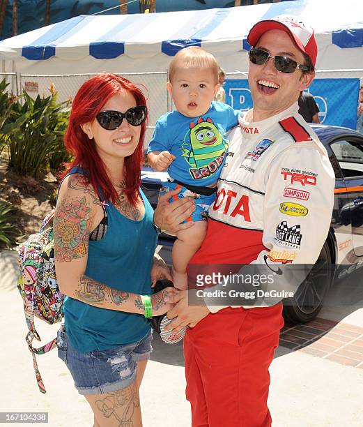 Actor Jackson Rathbone , girlfriend Sheila Hafsadi and son Monroe Jackson Rathbone attend the 37th Annual Toyota Pro/Celebrity Race on April 20, 2013...