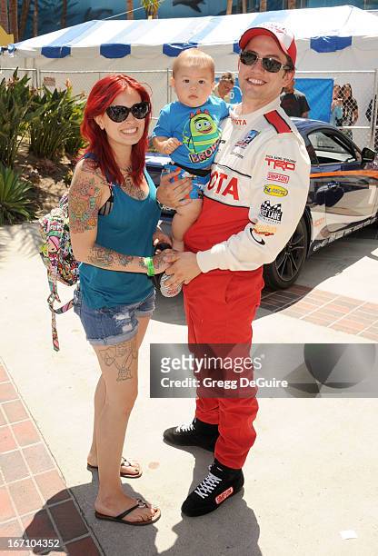 Actor Jackson Rathbone, girlfriend Sheila Hafsadi and son Monroe Jackson Rathbone attend the 37th Annual Toyota Pro/Celebrity Race on April 20, 2013...