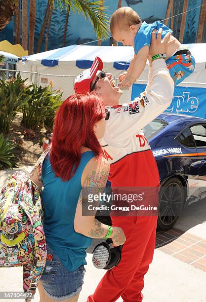 Actor Jackson Rathbone, girlfriend Sheila Hafsadi and son Monroe Jackson Rathbone attend the 37th Annual Toyota Pro/Celebrity Race on April 20, 2013...