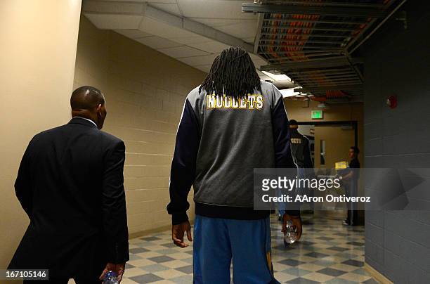 Denver Nuggets small forward Kenneth Faried walks through the tunnels at the Pepsi Center before taking the floor. The Denver Nuggets took on the...
