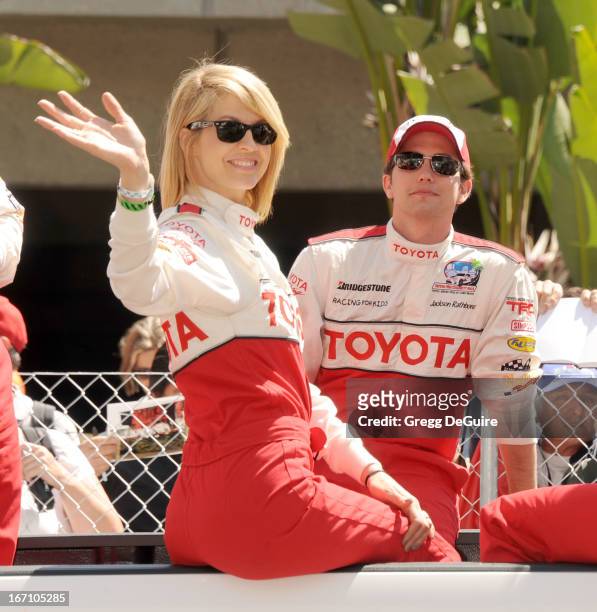 Actors Jenna Elfman and Jackson Rathbone attend the 37th Annual Toyota Pro/Celebrity Race on April 20, 2013 in Long Beach, California.