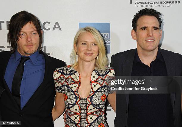 Norman Reedus, Naomi Watts and Matt Dillon attend the screening of "Sunlight Jr." during the 2013 Tribeca Film Festival at BMCC Tribeca PAC on April...