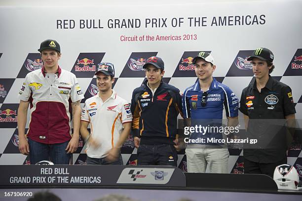 Scott Redding of Great Britain and Marc VDS Racing Team, Dani Pedrosa of Spain and Repsol Honda Team, Marc Marquez of Spain and Repsol Honda Team,...