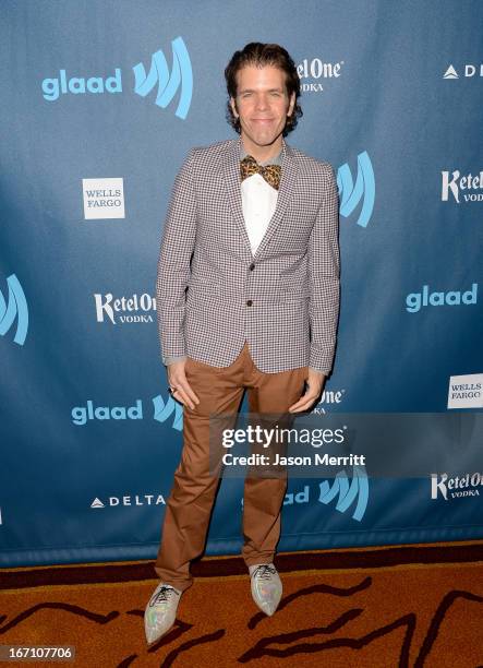 Perez Hilton arrives at the 24th Annual GLAAD Media Awards at JW Marriott Los Angeles at L.A. LIVE on April 20, 2013 in Los Angeles, California.