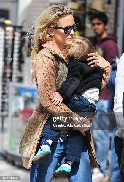 Kate Hudson and Bingham Hawn Bellamy are seen in The East Village on April 20, 2013 in New York City.