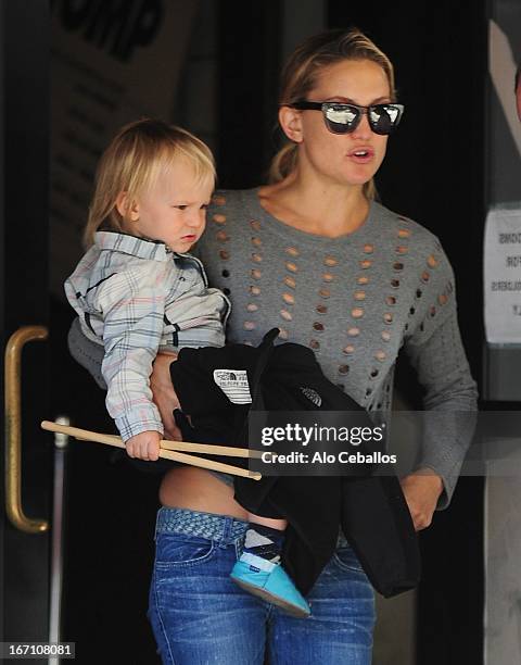 Kate Hudson and Bingham Hawn Bellamy are seen in the East Village on April 20, 2013 in New York City.