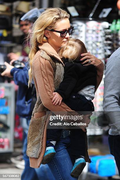 Kate Hudson and Bingham Hawn Bellamy are seen in the East Village on April 20, 2013 in New York City.