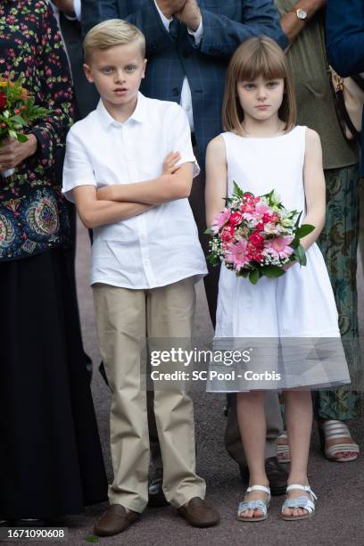 Prince Jacques of Monaco and Princess Gabriella of Monaco attend the traditional Monaco picnic on September 09, 2023 in Monaco, Monaco.