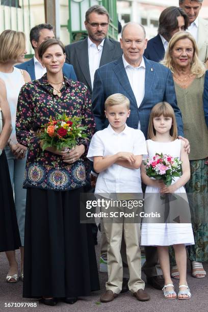 Princess Charlene of Monaco, Prince Albert II of Monaco, Prince Jacques of Monaco and Princess Gabriella of Monaco attend the traditional Monaco...