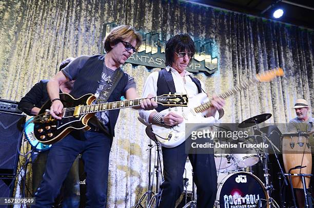 Johnny A. And Jeff Beck during Rock 'n' Roll Fantasy Camp on April 20, 2013 in Las Vegas, Nevada.