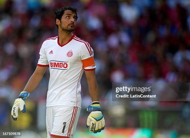 Luis Michel of Chivas during a match between Chivas and Atlas as part of the Clusura 2013 Liga Mx championship at Jalisco stadium on April 20, 2013...