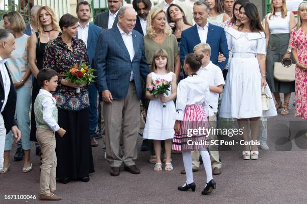 Princess Charlene of Monaco, Prince Albert II of Monaco and Princess Gabriella of Monaco attend the traditional Monaco picnic on September 09, 2023...