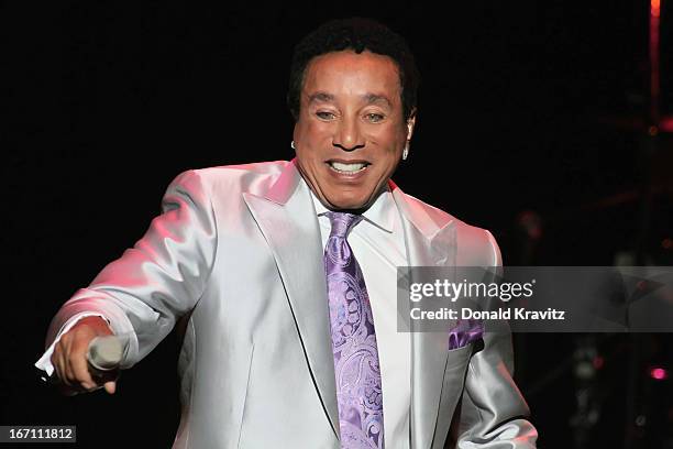 Smokey Robinson performs at Caesars Circus Maximus Theater on April 20, 2013 in Atlantic City, New Jersey.