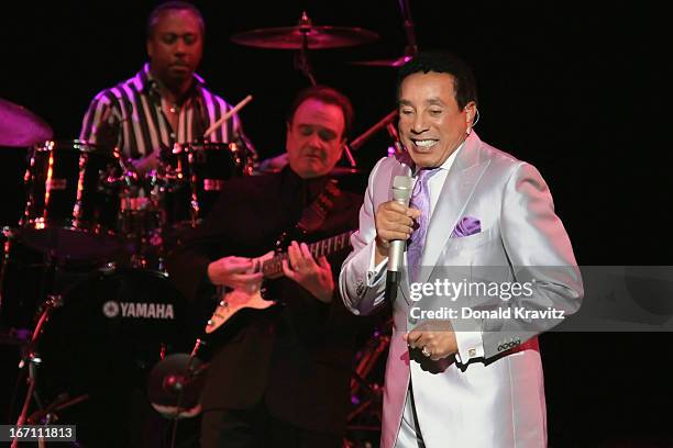 Smokey Robinson performs at Caesars Circus Maximus Theater on April 20, 2013 in Atlantic City, New Jersey.