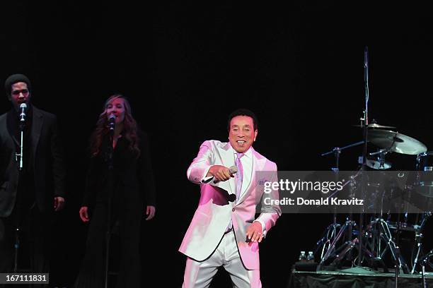 Smokey Robinson performs at Caesars Circus Maximus Theater on April 20, 2013 in Atlantic City, New Jersey.