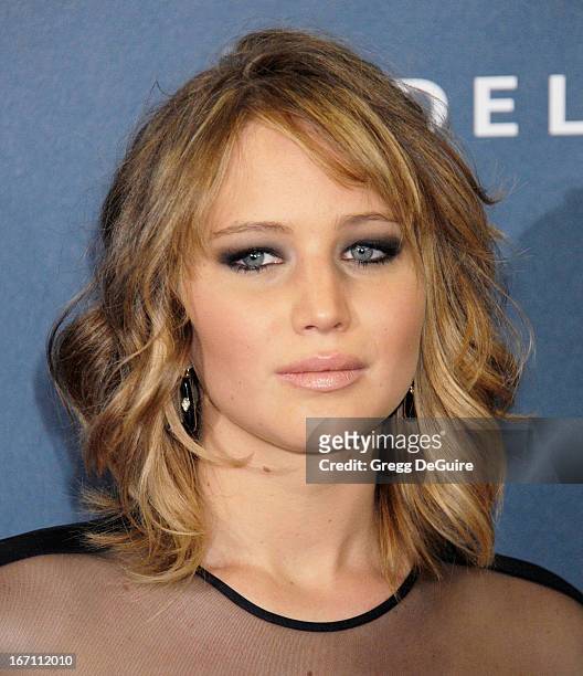 Actress Jennifer Lawrence arrives at the 24th Annual GLAAD Media Awards at JW Marriott Los Angeles at L.A. LIVE on April 20, 2013 in Los Angeles,...