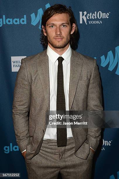 Actor Alex Pettyfer attends the 24th Annual GLAAD Media Awards at JW Marriott Los Angeles at L.A. LIVE on April 20, 2013 in Los Angeles, California.