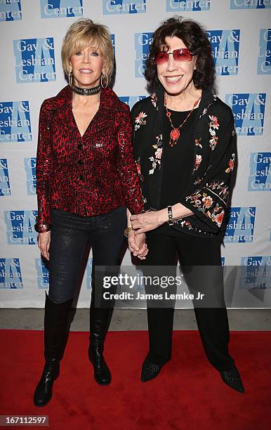 Jane Fonda and Lily Tomlin attend The L.A. Gay & Lesbian Center's Lily Tomlin/Jane Wagner Cultural Arts Center Presents Conversations With Coco With...