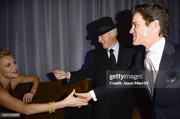 Actress Charlize Theron, former President of the United States Bill Clinton and actor Matt Bomer attend the 24th Annual GLAAD Media Awards at JW...