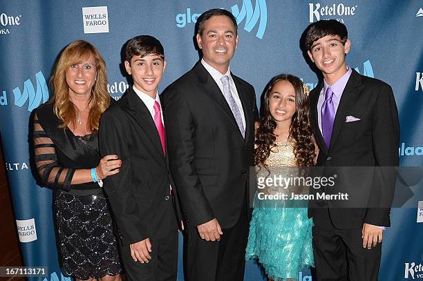 Jazz Jennings and family attend the 24th Annual GLAAD Media Awards at JW Marriott Los Angeles at L.A. LIVE on April 20, 2013 in Los Angeles,...