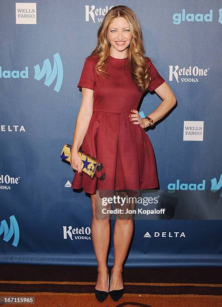 Actress Rebecca Gayheart arrives at the 24th Annual GLAAD Media Awards at JW Marriott Los Angeles at L.A. LIVE on April 20, 2013 in Los Angeles,...