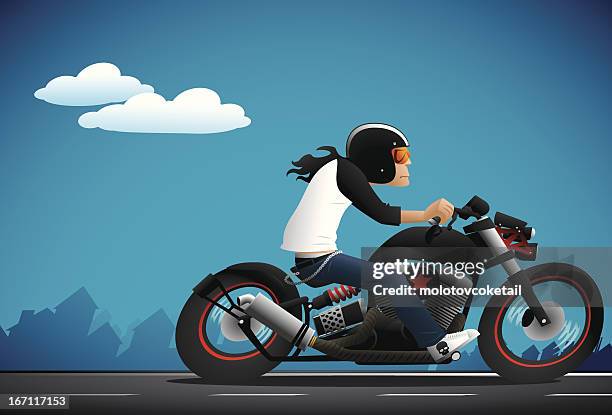 bobber fighter - motorcycle rider stock illustrations
