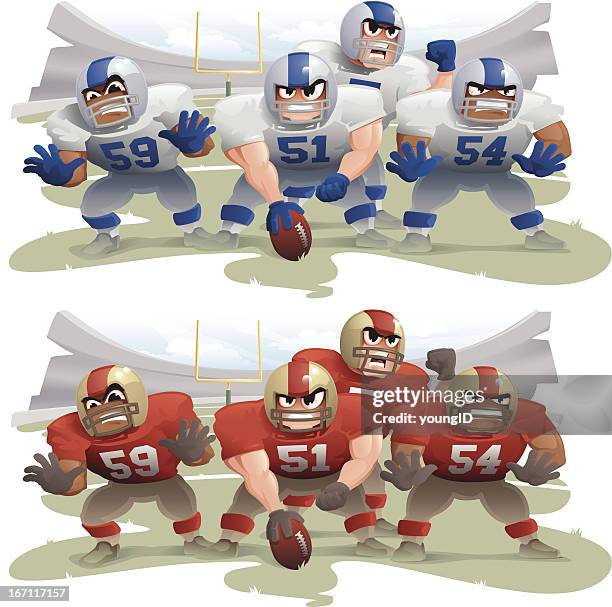 football - line of scrimmage - american football player stock illustrations